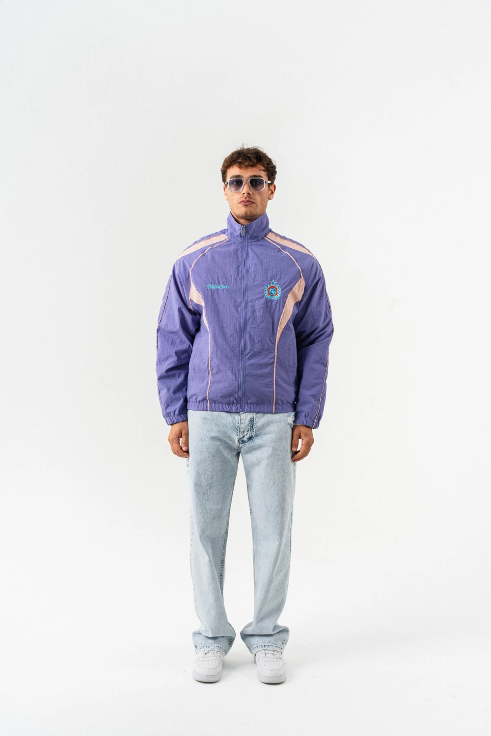 Nightrun Paraşüt Kumaş Fermuarlı Vintage Rüzgarlık Mont - Mor