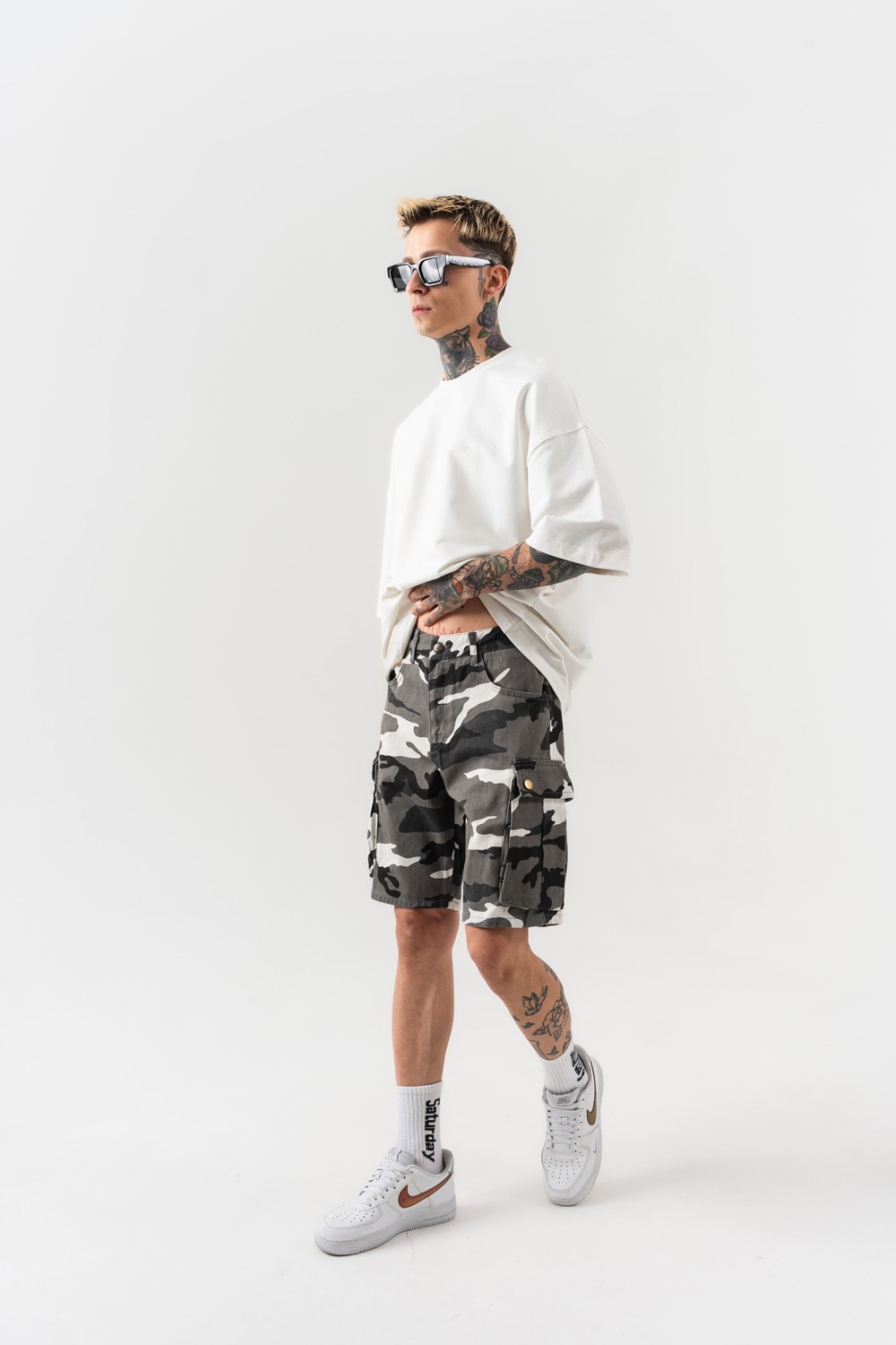 Camouflage Kargo Oversize Şort