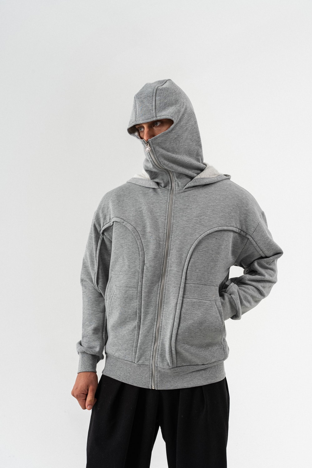 Cypher Maske Detay Fermuarlı Sweatshirt Hoodie