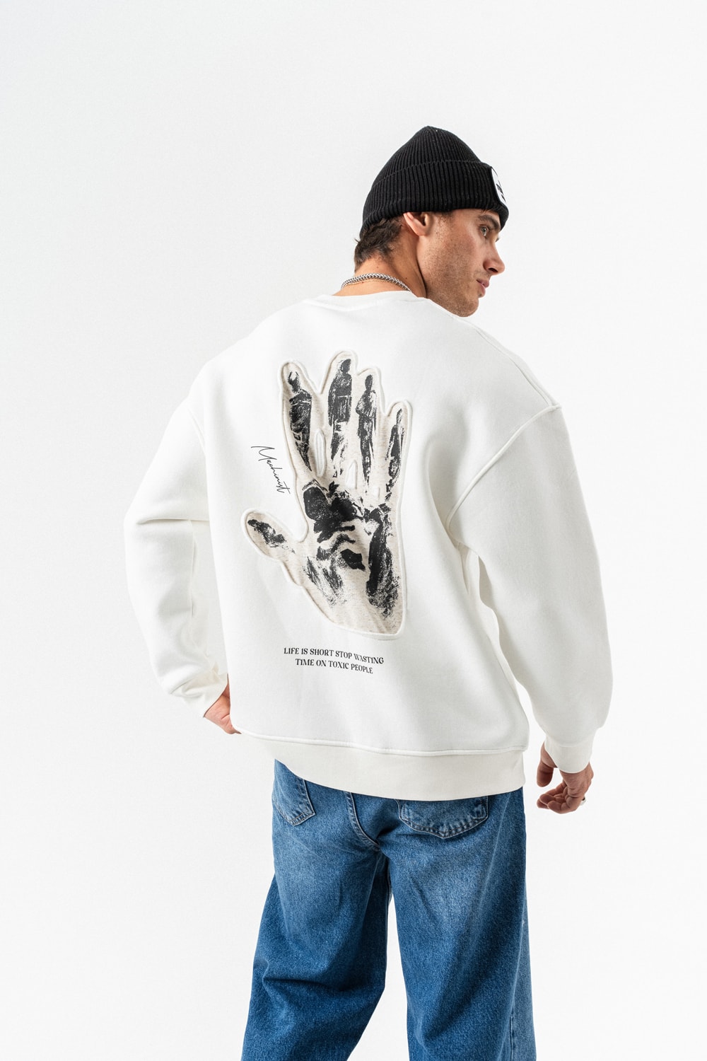 Toxic People Patch Dikişli Bisiklet Yaka Sweatshirt