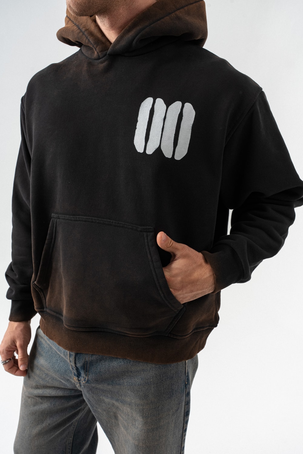 00 Style Yıkamalı Sırt Baskı Sweatshirt Hoodie