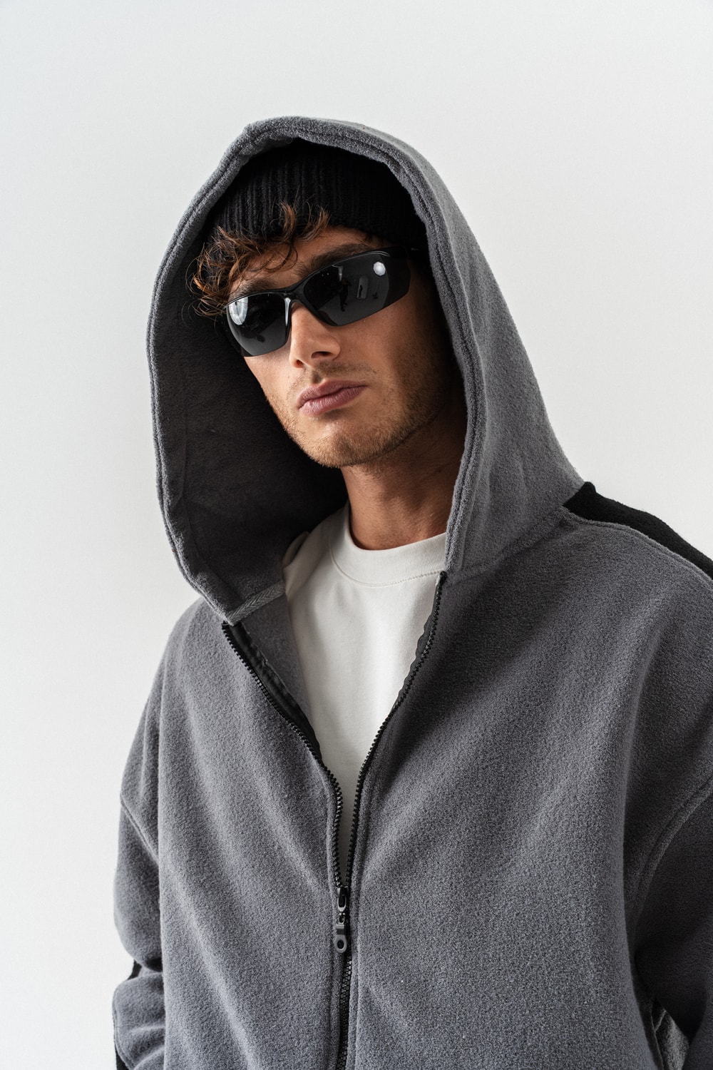 Nova Havlu Kumaş Fermuarlı Sweatshirt Hoodie