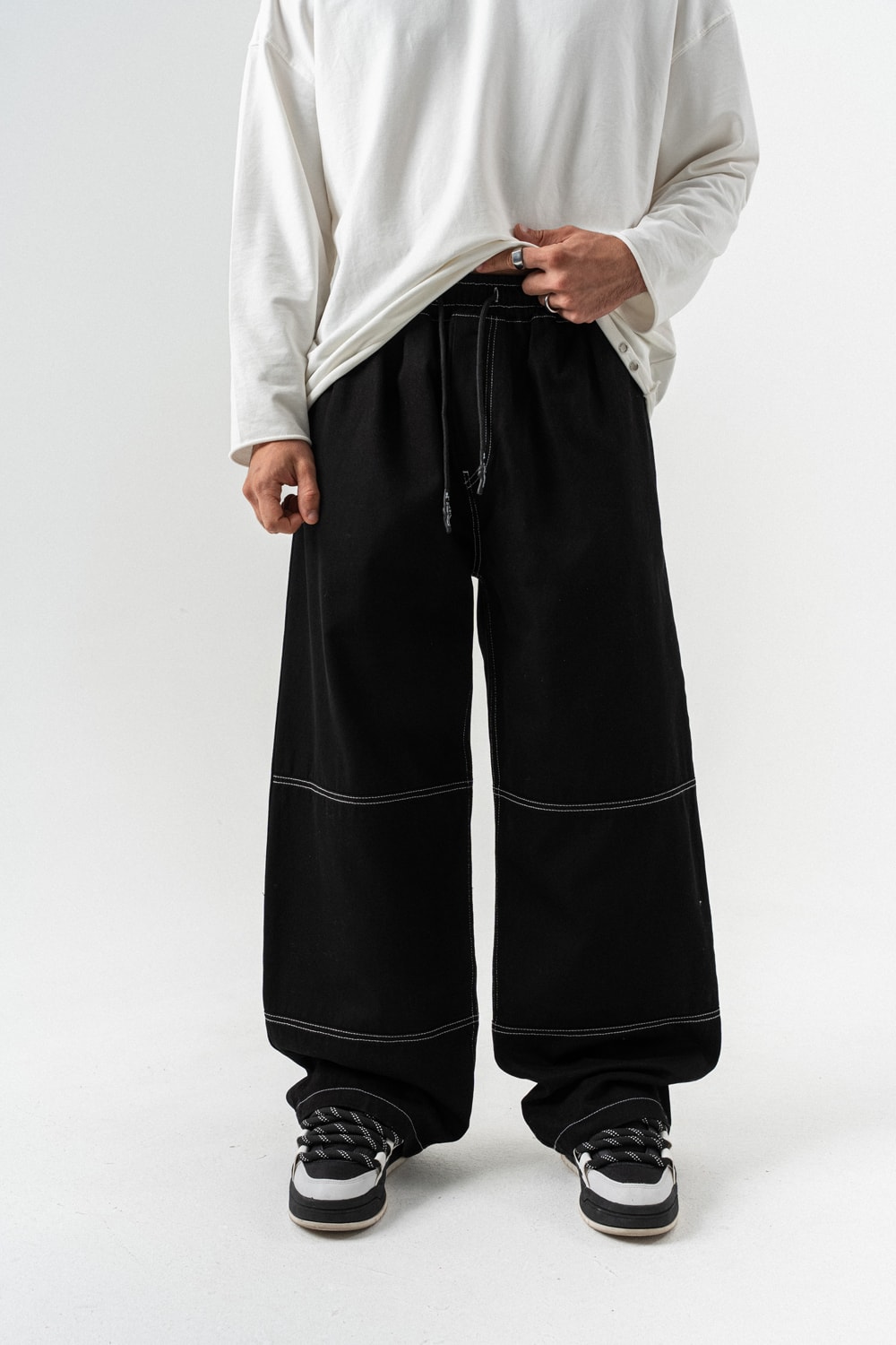 Stitch Dikiş Detay Baggy Jean Pantolon