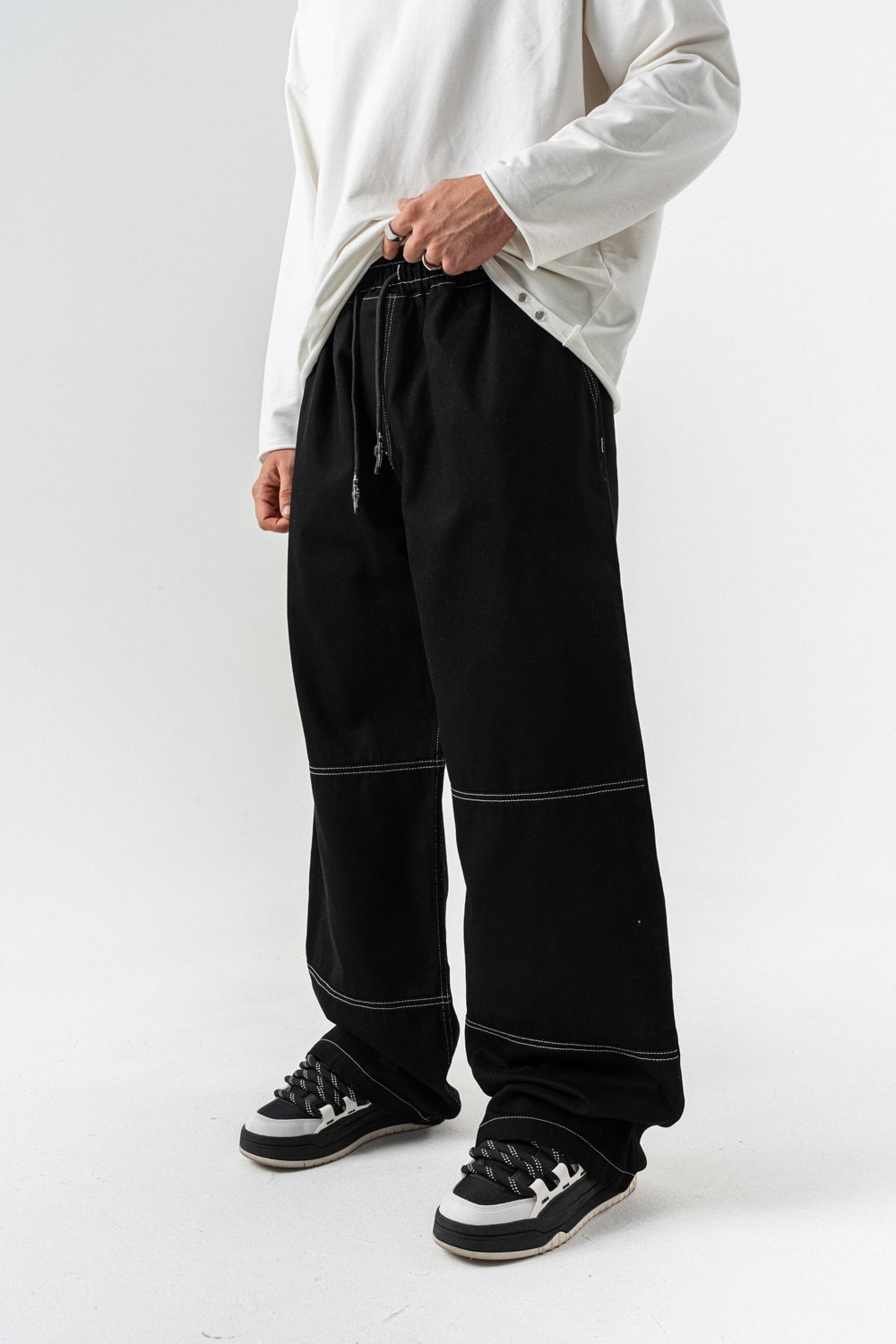 Stitch Dikiş Detay Baggy Jean Pantolon