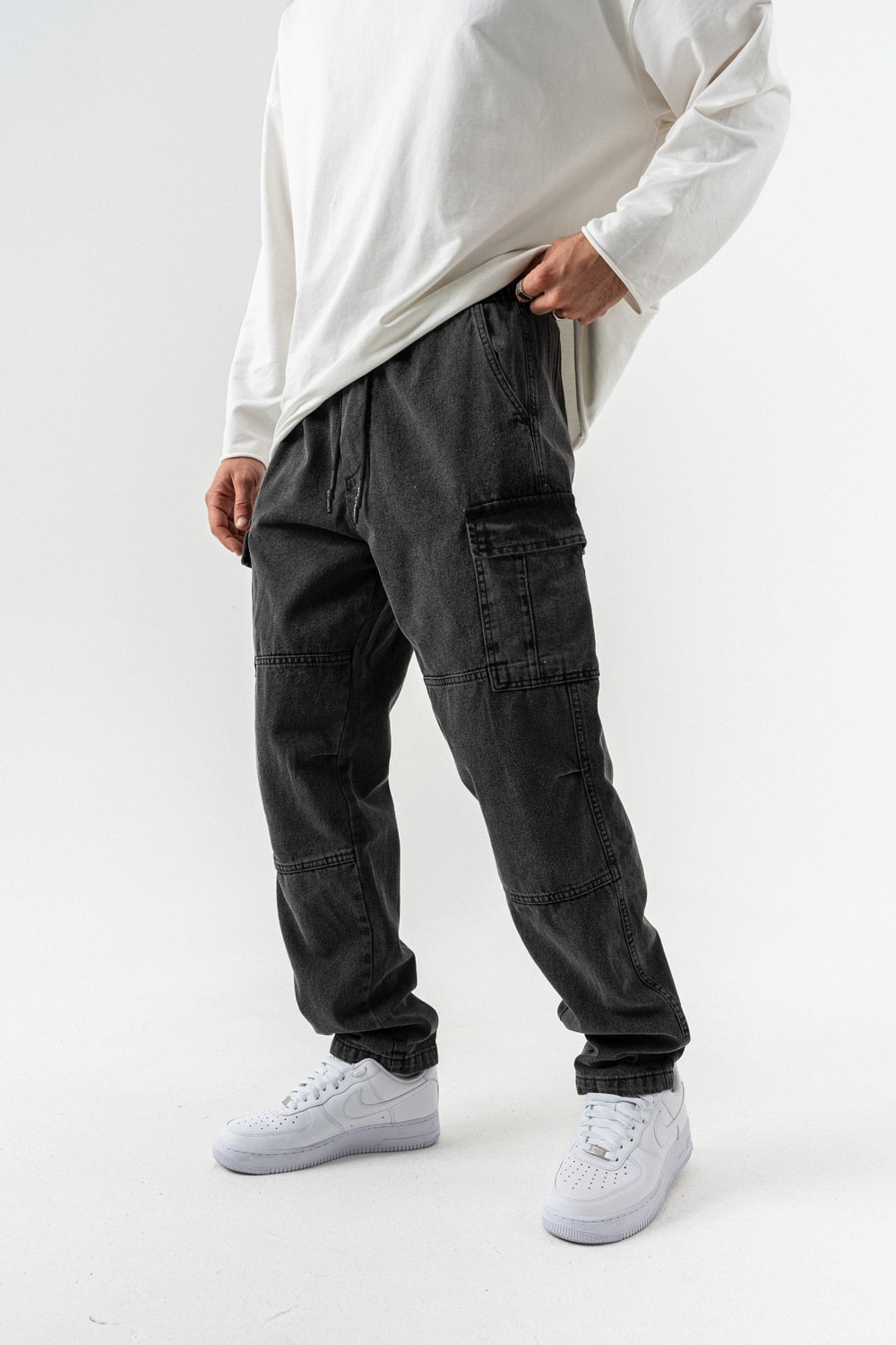 Quatra Cep Detay Baggy Jean Pantolon