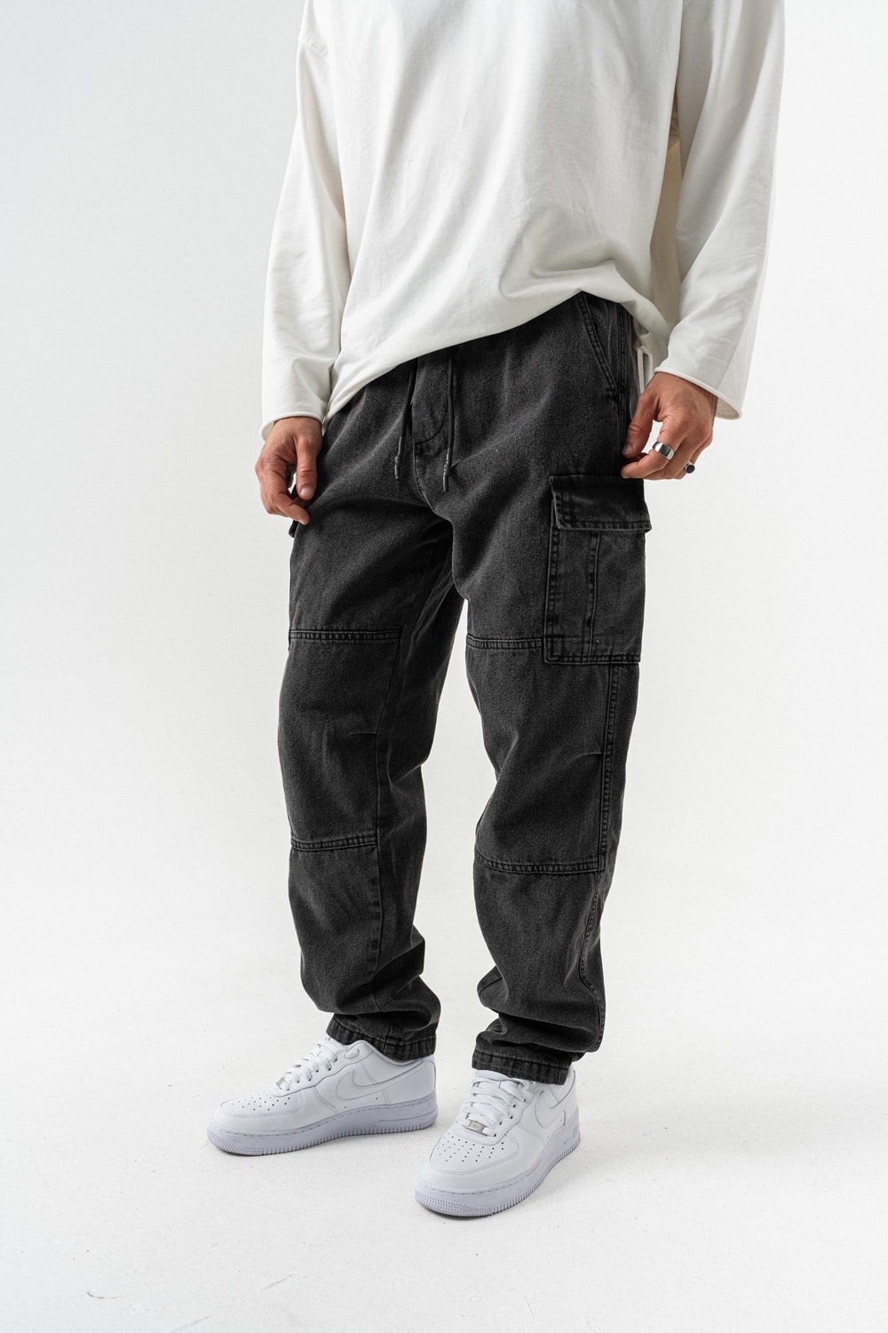 Quatra Cep Detay Baggy Jean Pantolon