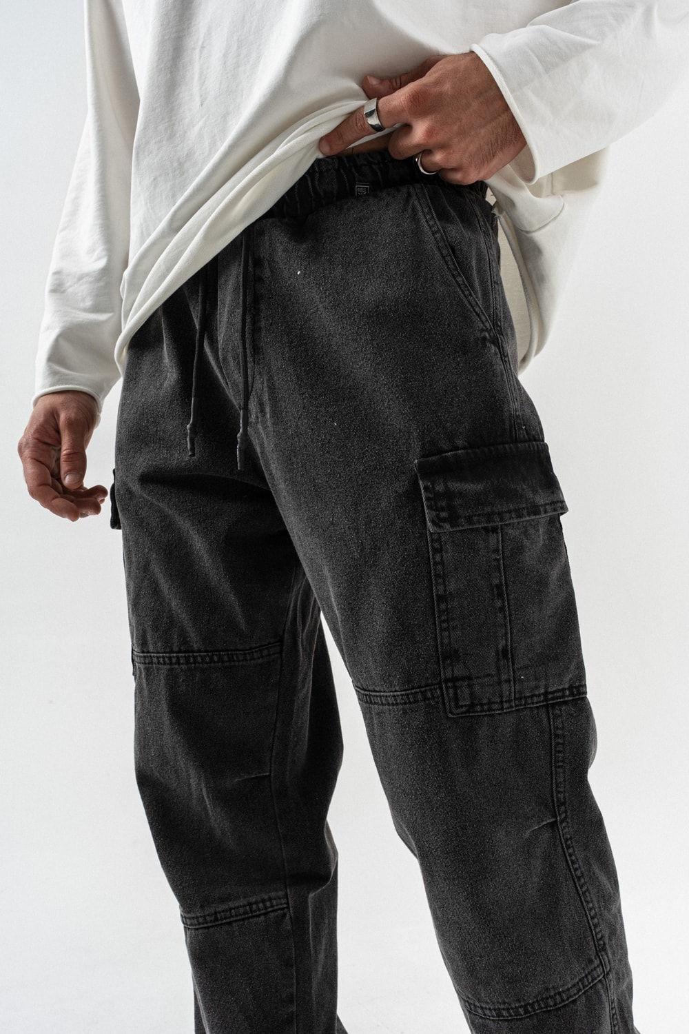 Quatra Cep Detay Baggy Jean Pantolon