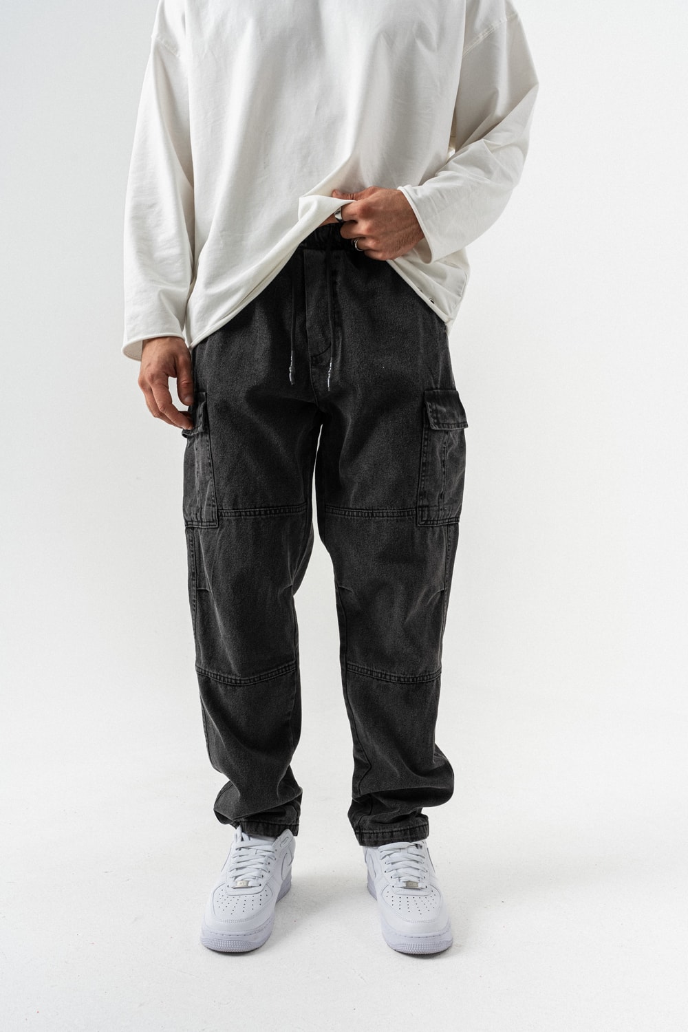 Quatra Cep Detay Baggy Jean Pantolon