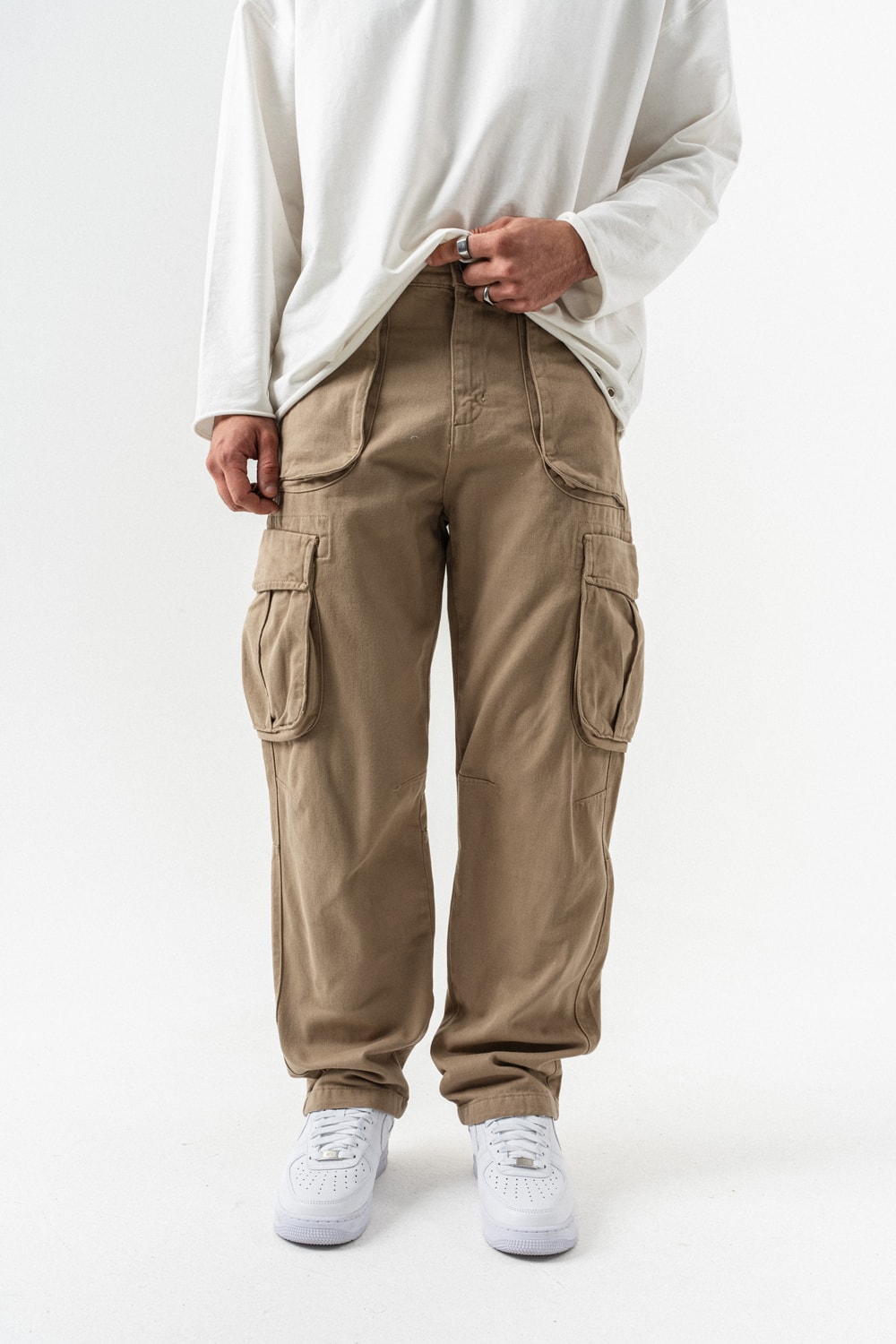 Rhymex Cep Detaylı Baggy Pantolon - Bej