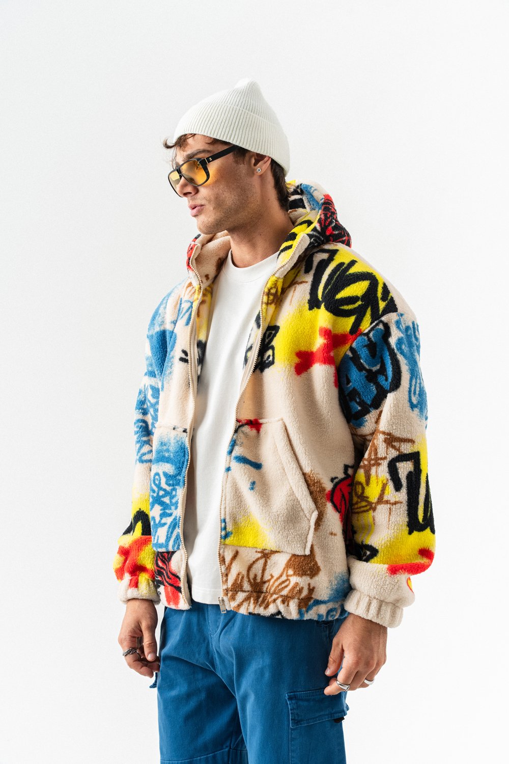 Phantom Peluş Sweatshirt Hoodie - Bej