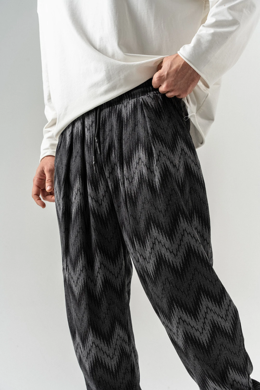 Mosaic Bel ve Paça Lastikli Pileli Şalvar