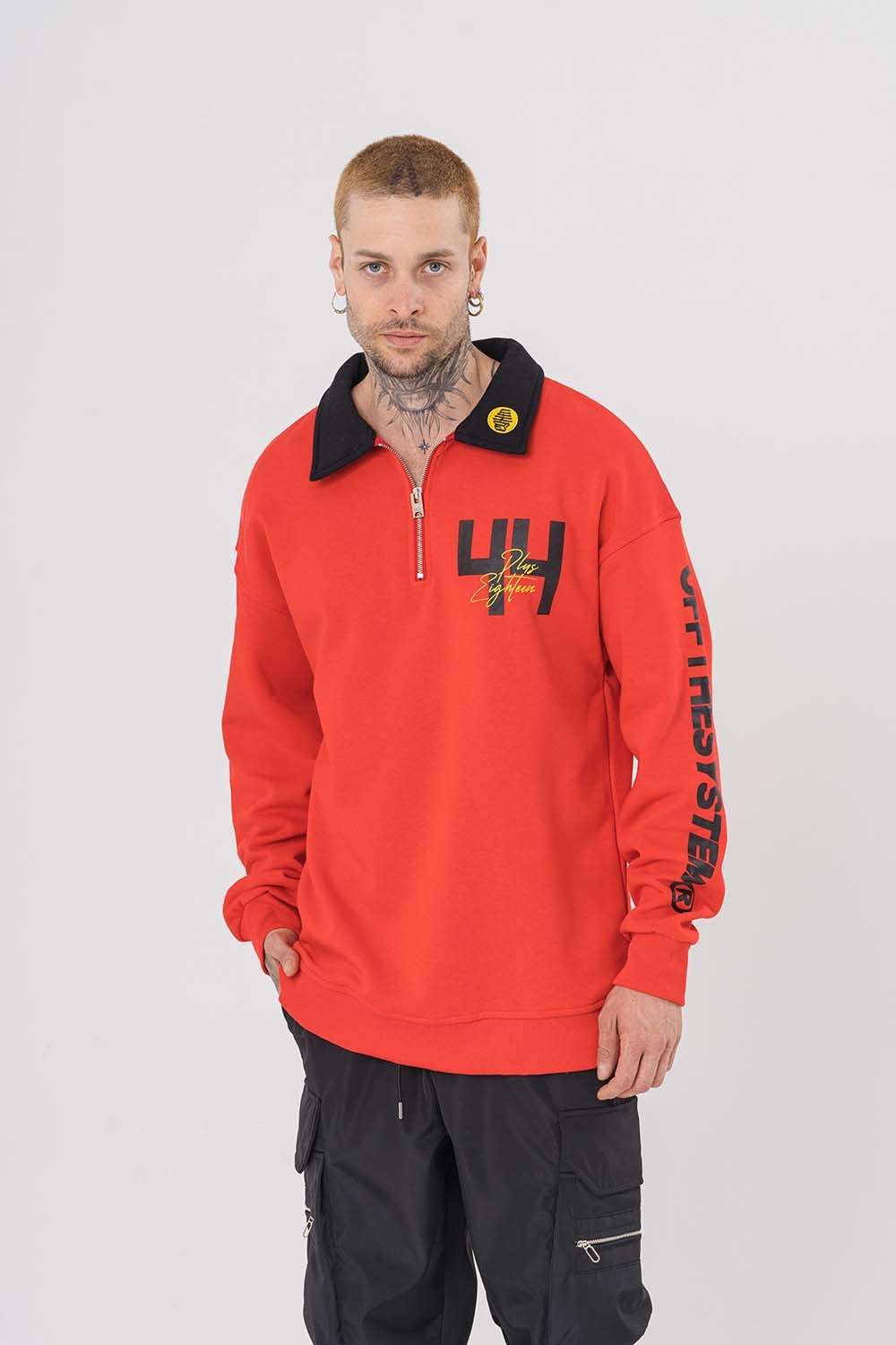 44 Polo Yaka Fermuar Detaylı Sweatshirt