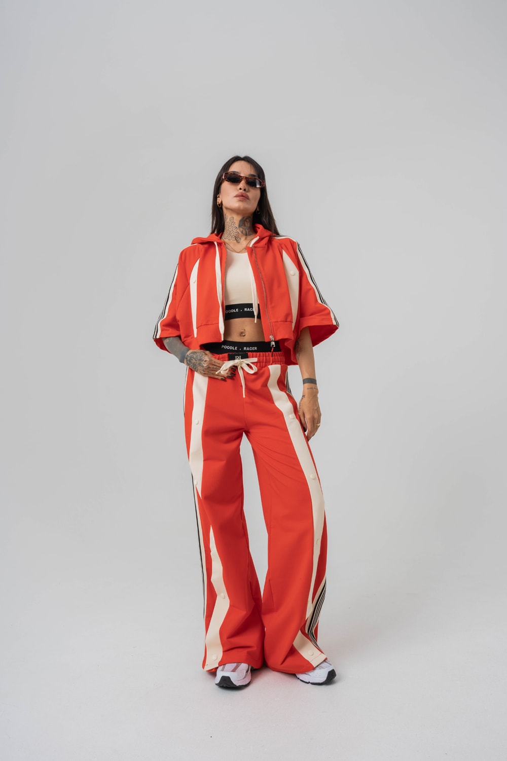 Urban Stripe Crop +  Kapüşonlu Kadın T-shirt 2' li Set