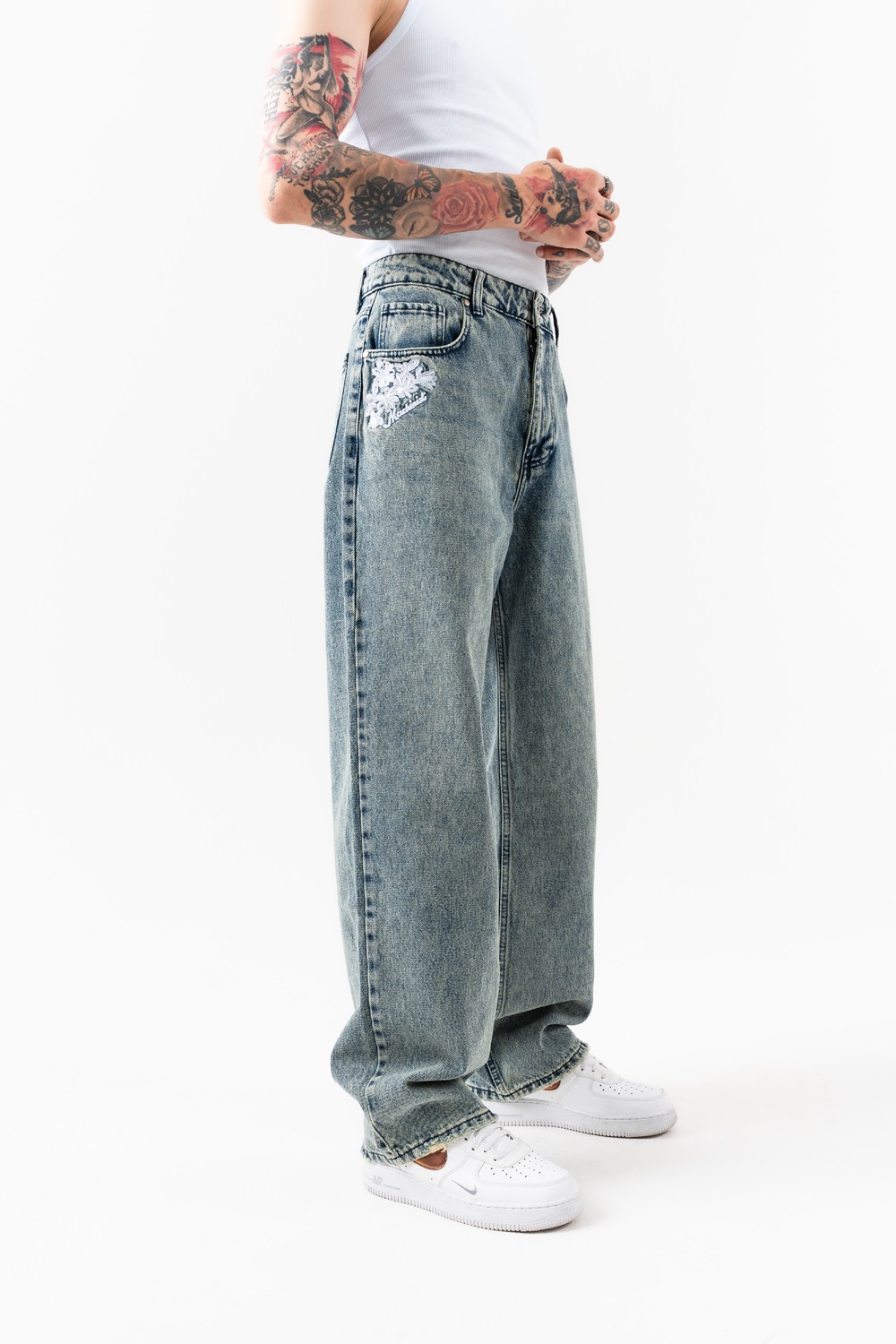 Afterhour Nakış Detaylı Baggy Jean Pantolon