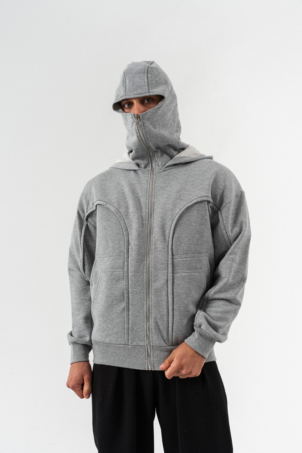 Cypher Maske Detay Fermuarlı Sweatshirt Hoodie