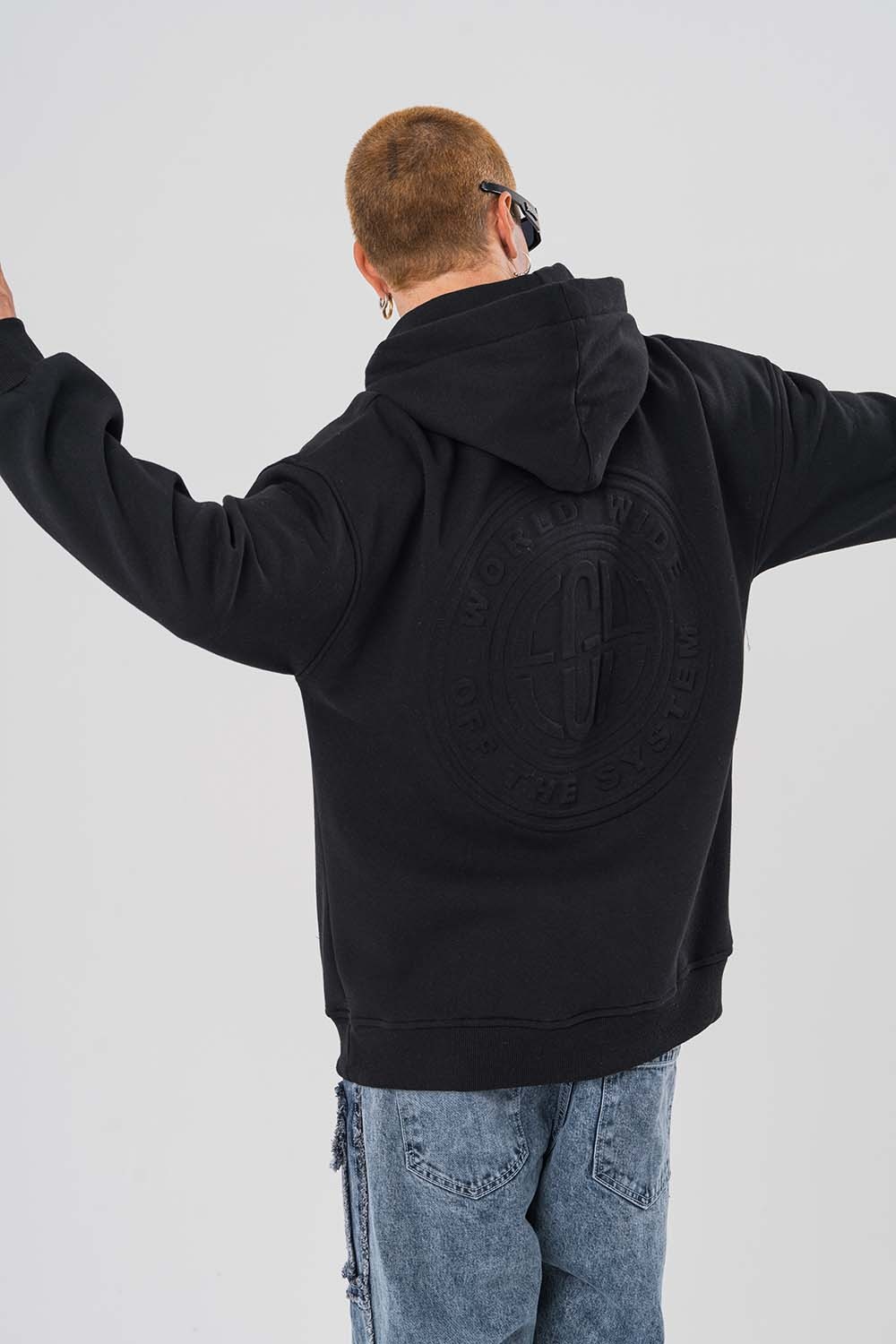 World Kabartma Detaylı Gramajlı Kapüşonlu Sweatshirt