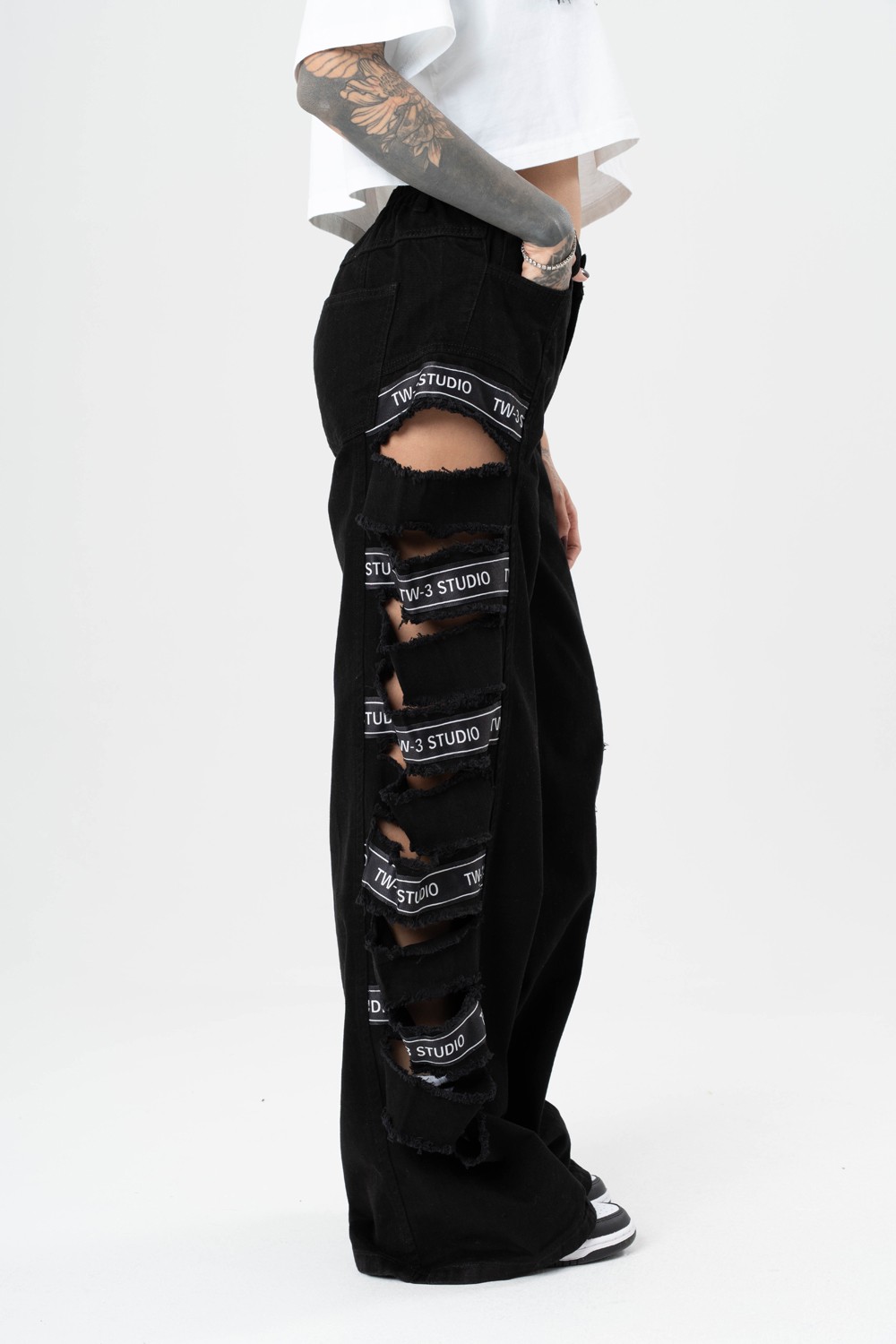 Wild Hype Kesik Detaylı Jean Baggy Kadın Pantolon