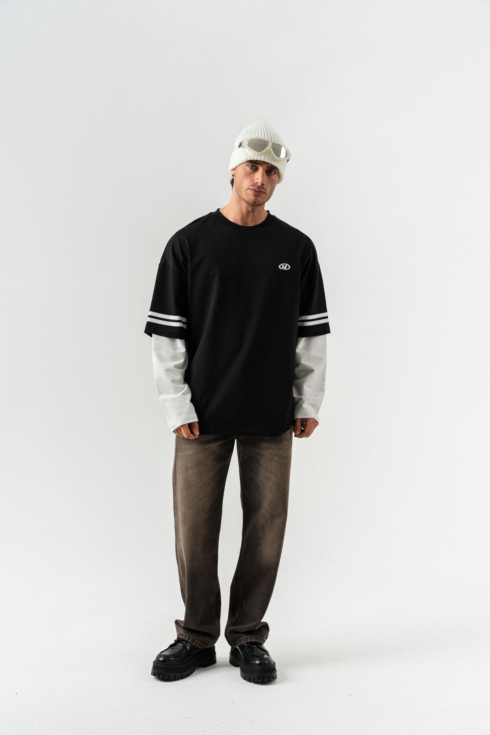 Soical Mode Bisiklet Yaka Birleşik Sweatshirt