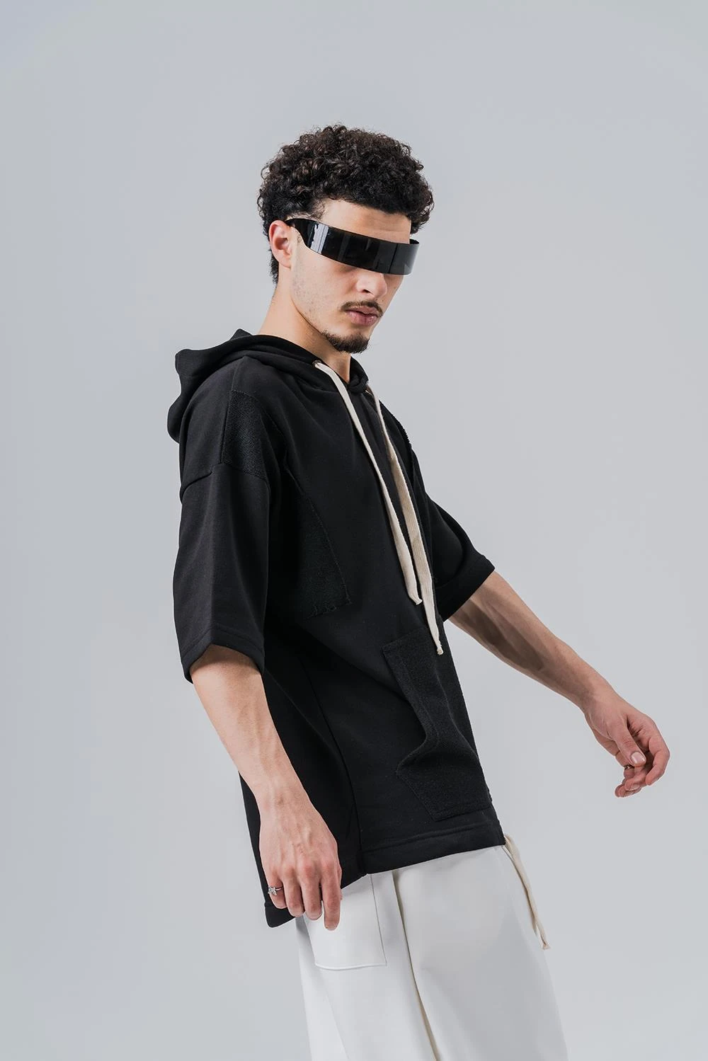 Gym 3 İplik Kanguru Cep Kapüşonlu T-shirt