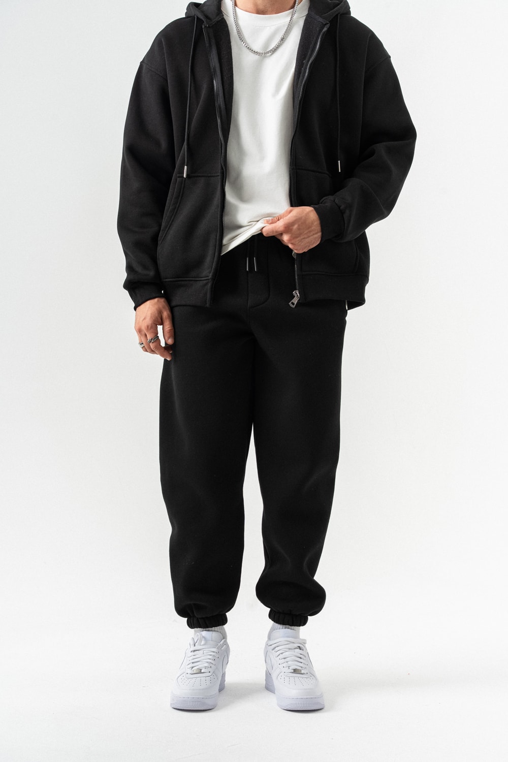 Brickstorm Fermuarlı Hoodie ve Jogger Eşofman Takımı - Siyah