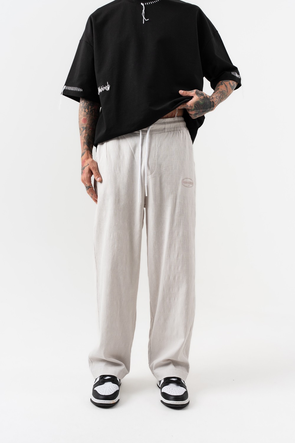 Traveler Keten Baggy Pantolon - Gri