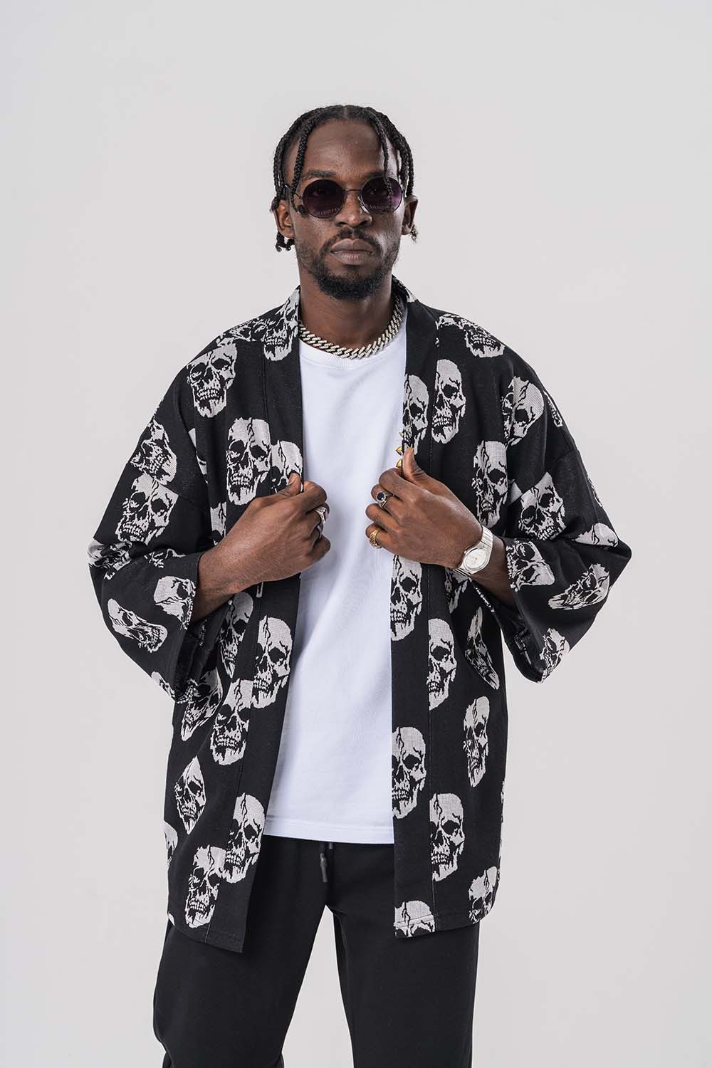 Skull Desenli Kimono Hırka