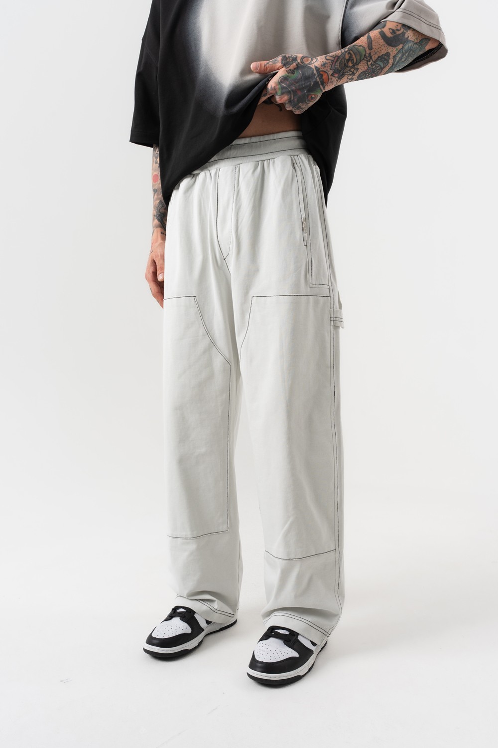 Rope Draft Oversize Baggy Pantolon - Gri