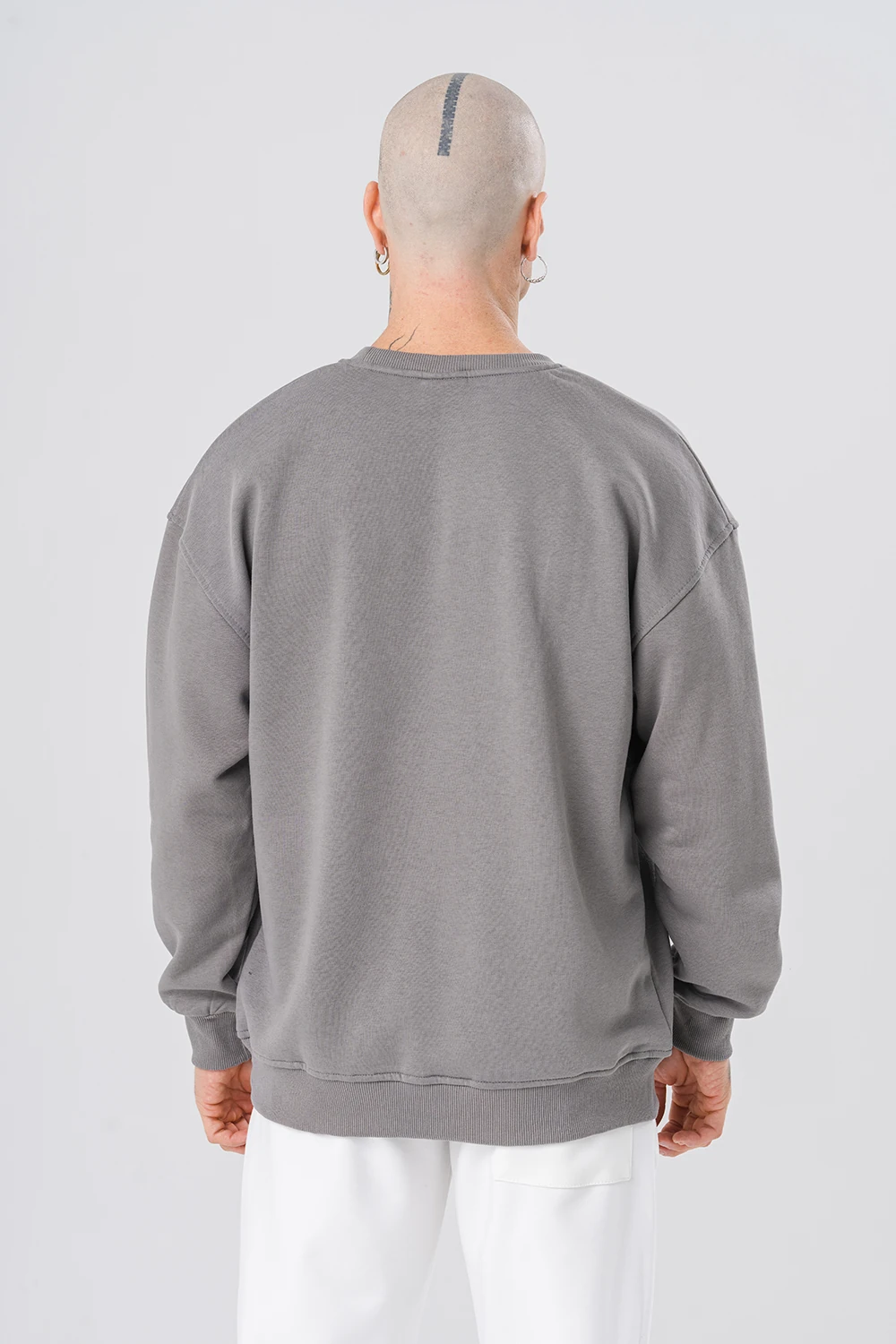 Basic Şardonlu Bisiklet Yaka Sweatshirt