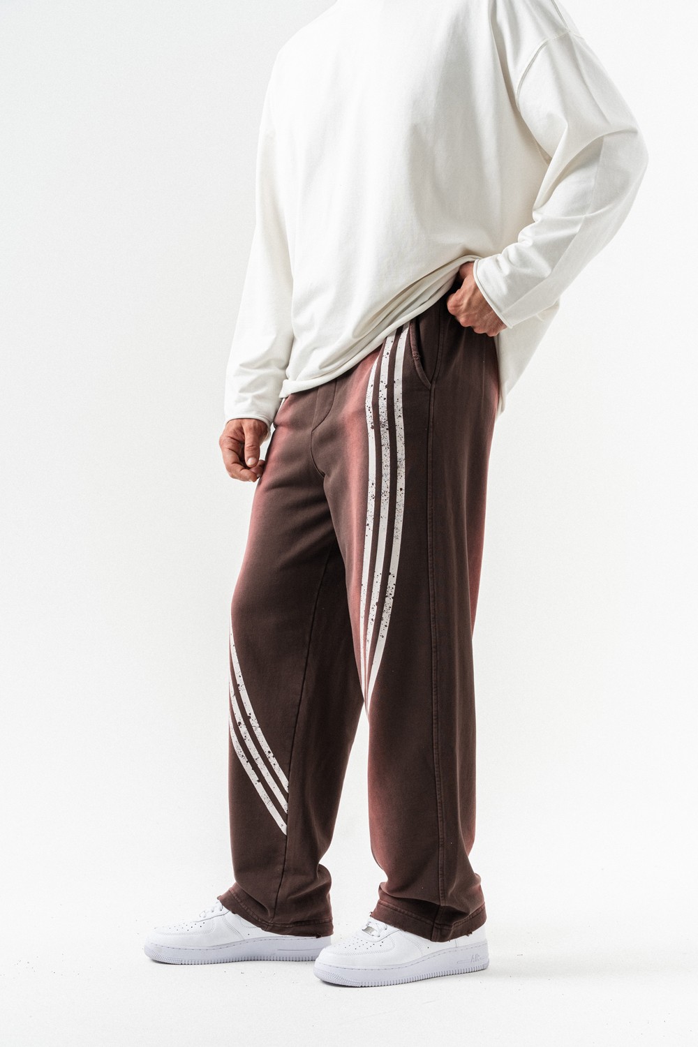 Burgundy Yıkamalı Bel Lastikli Baggy Eşofman