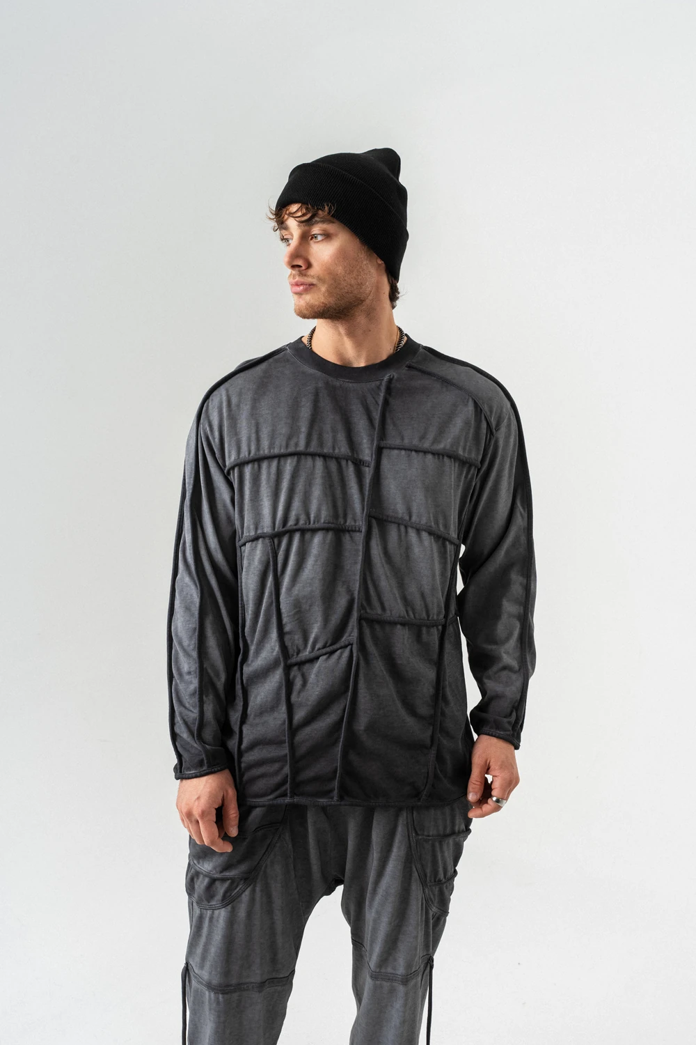 Gravel Street Parça Detaylı Bisiklet Yaka Sweatshirt