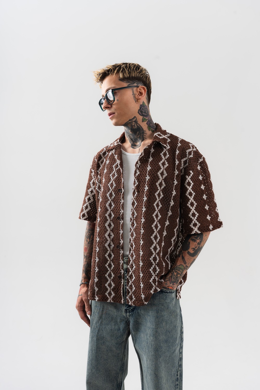 Rawcut Knit Triko Gömlek - Kahverengi