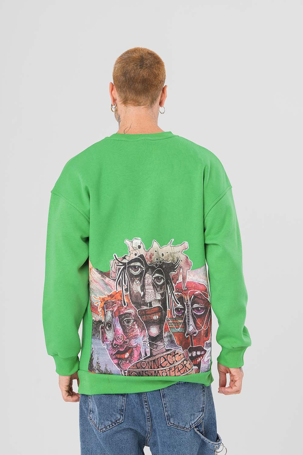 Unhappy Baskı Detaylı Bisiklet yaka Sweatshirt