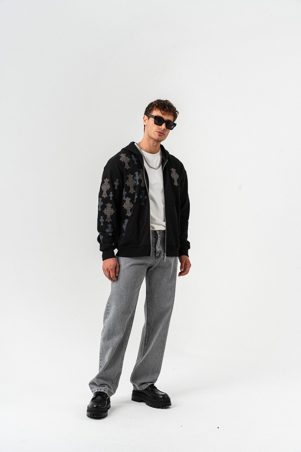 Grafflow Nakış Detay Fermuarlı Sweatshirt Hoodie