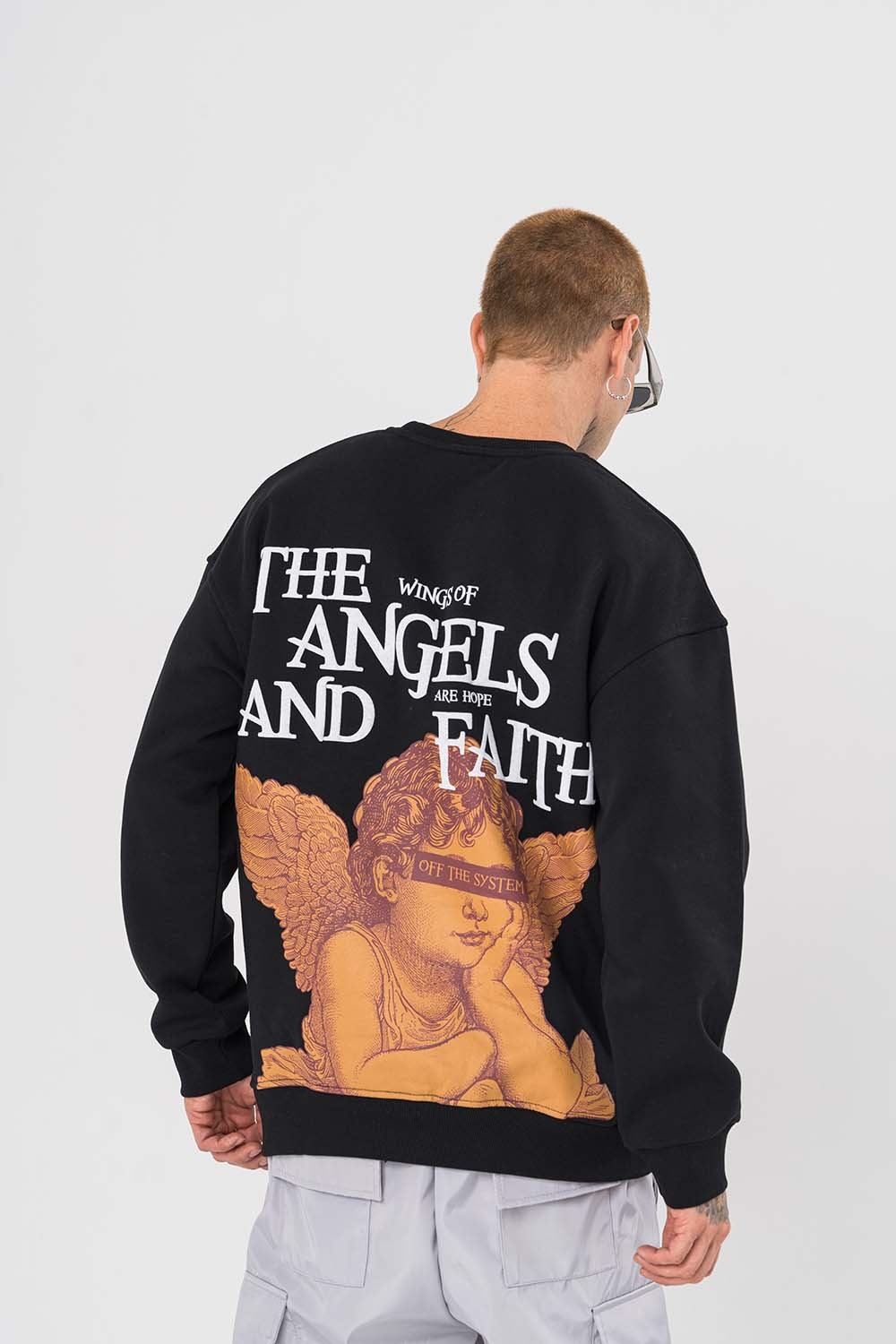 Angels Bisiklet Yaka Sweatshirt - Siyah