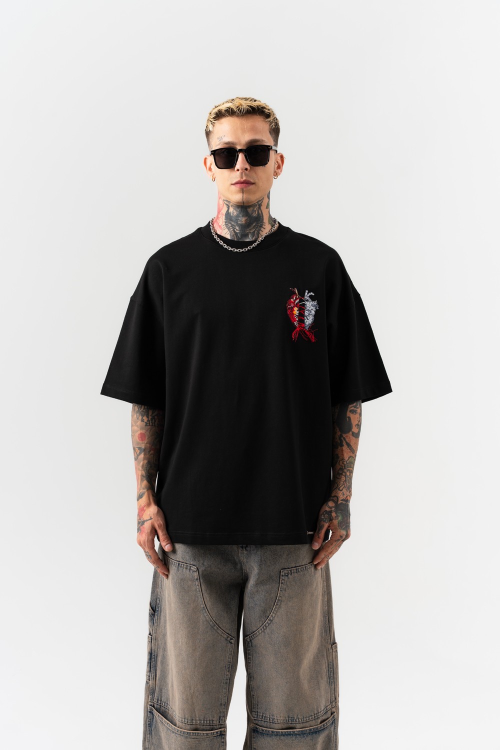 Heart Stitch Nakış Detay Oversize T-shirt