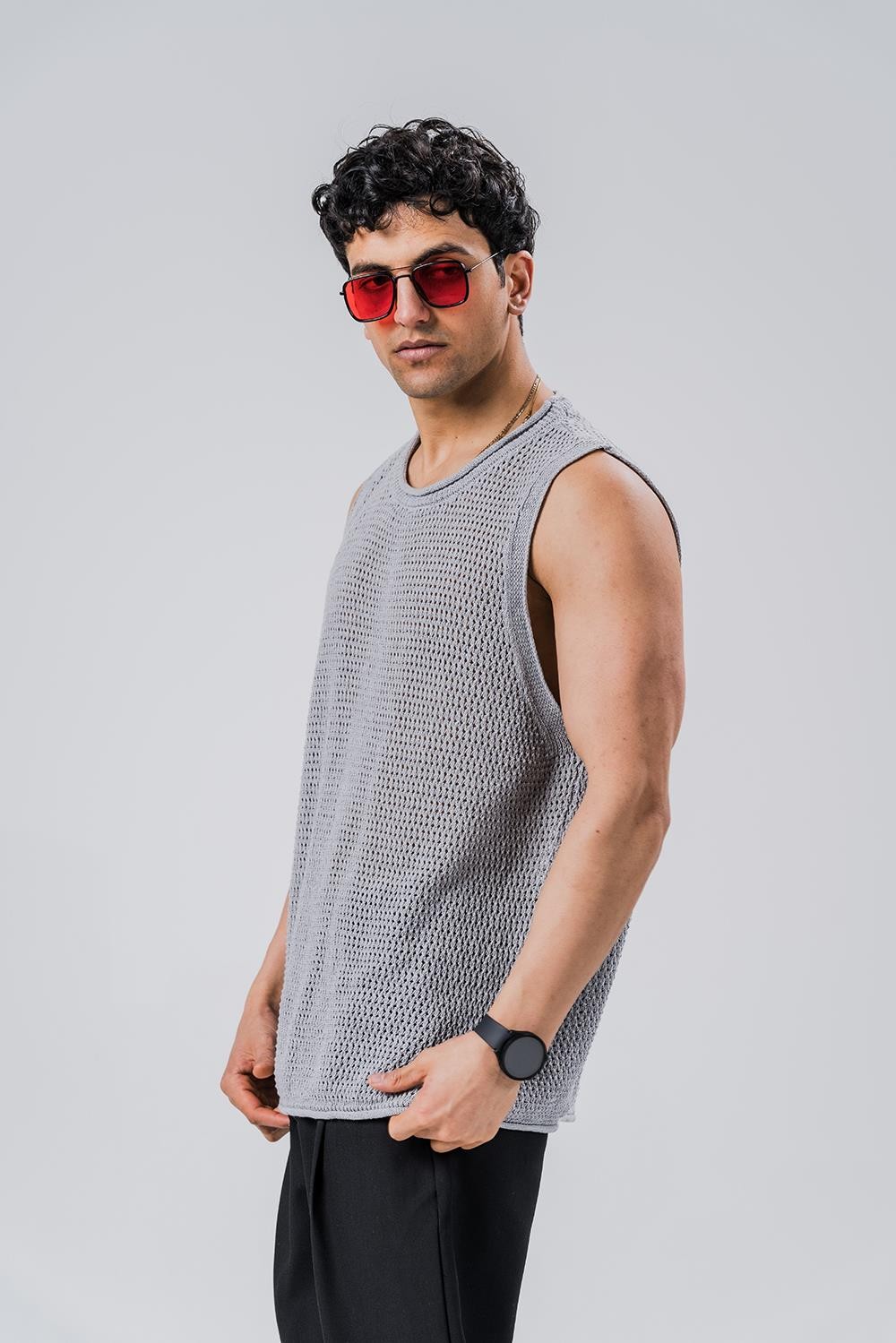 Fabrizio Örme Kolsuz Triko T-shirt