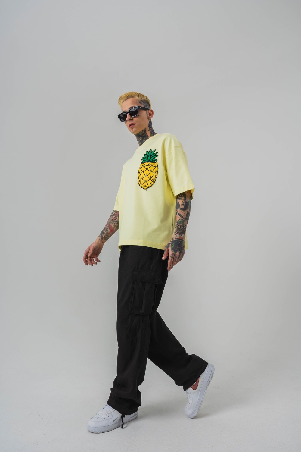 Pineapple Nakış Cep Detaylı Oversize T-shirt