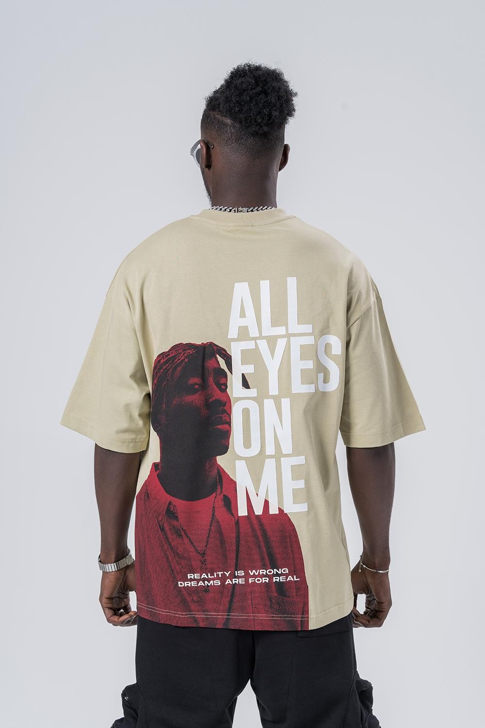 All Eyes On Me Bisiklet Yaka Oversize T-shirt