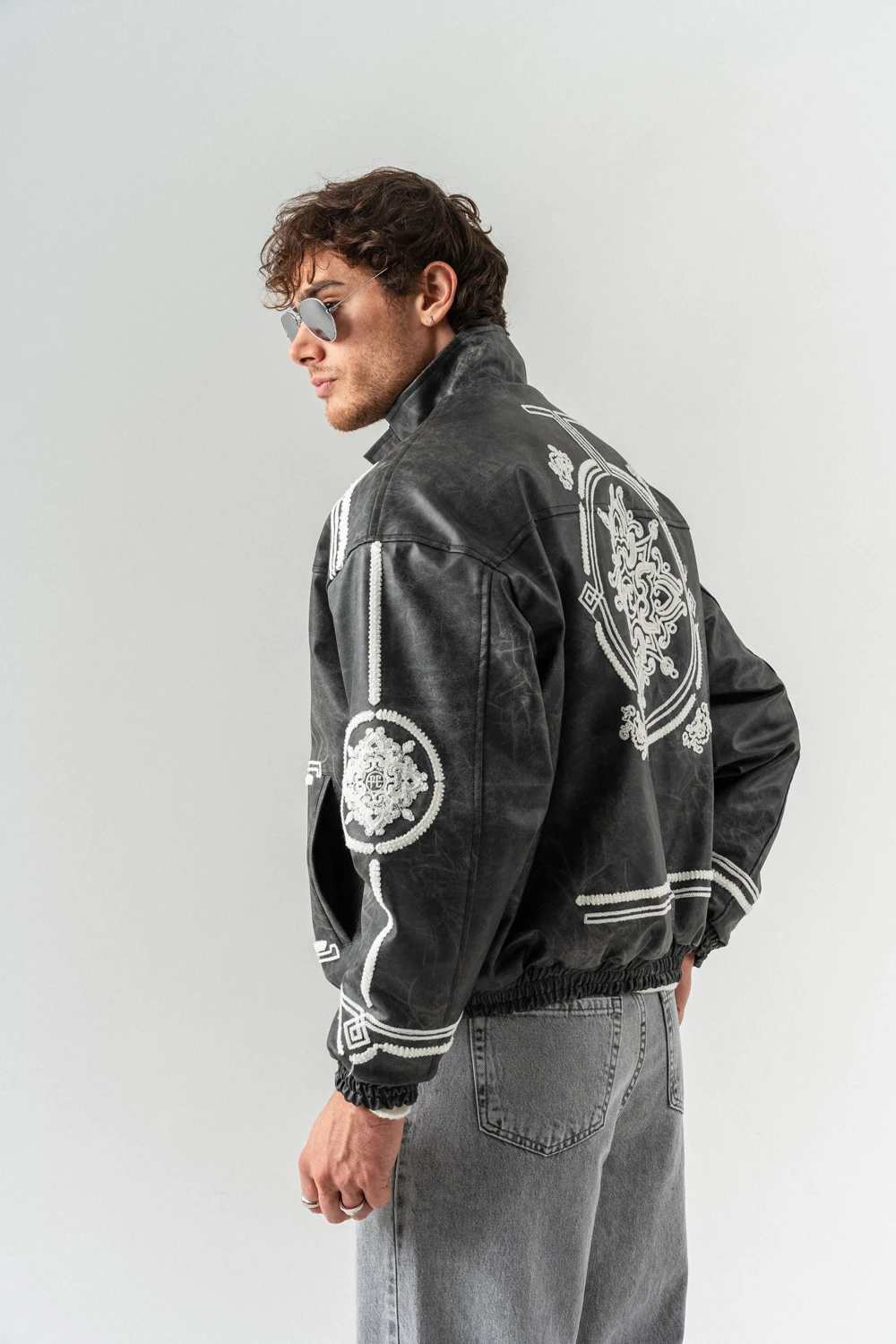 Stonepath Cep ve Nakış Detaylı Deri Mont