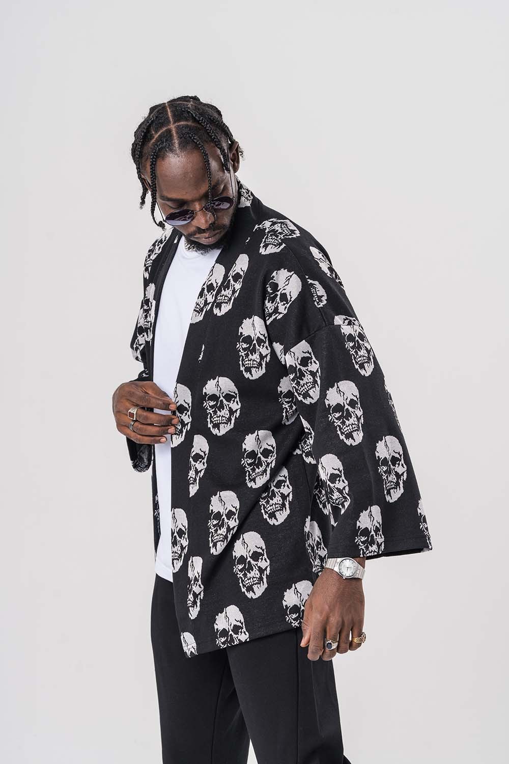 Skull Desenli Kimono Hırka