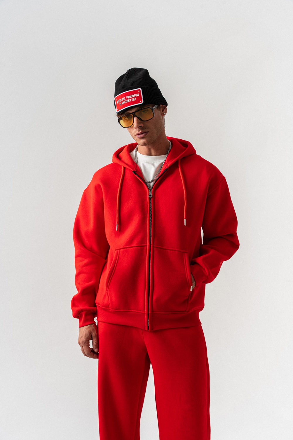 Brickstorm Fermuarlı Hoodie ve Baggy Eşofman Takımı - Kırmızı