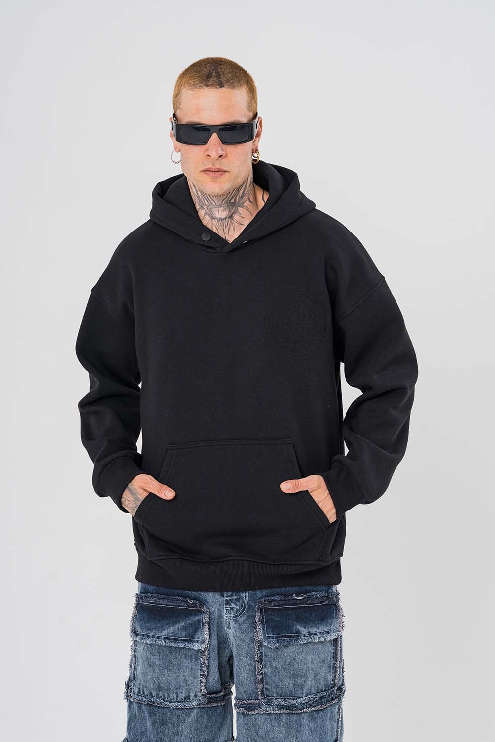 World Kabartma Detaylı Gramajlı Kapüşonlu Sweatshirt