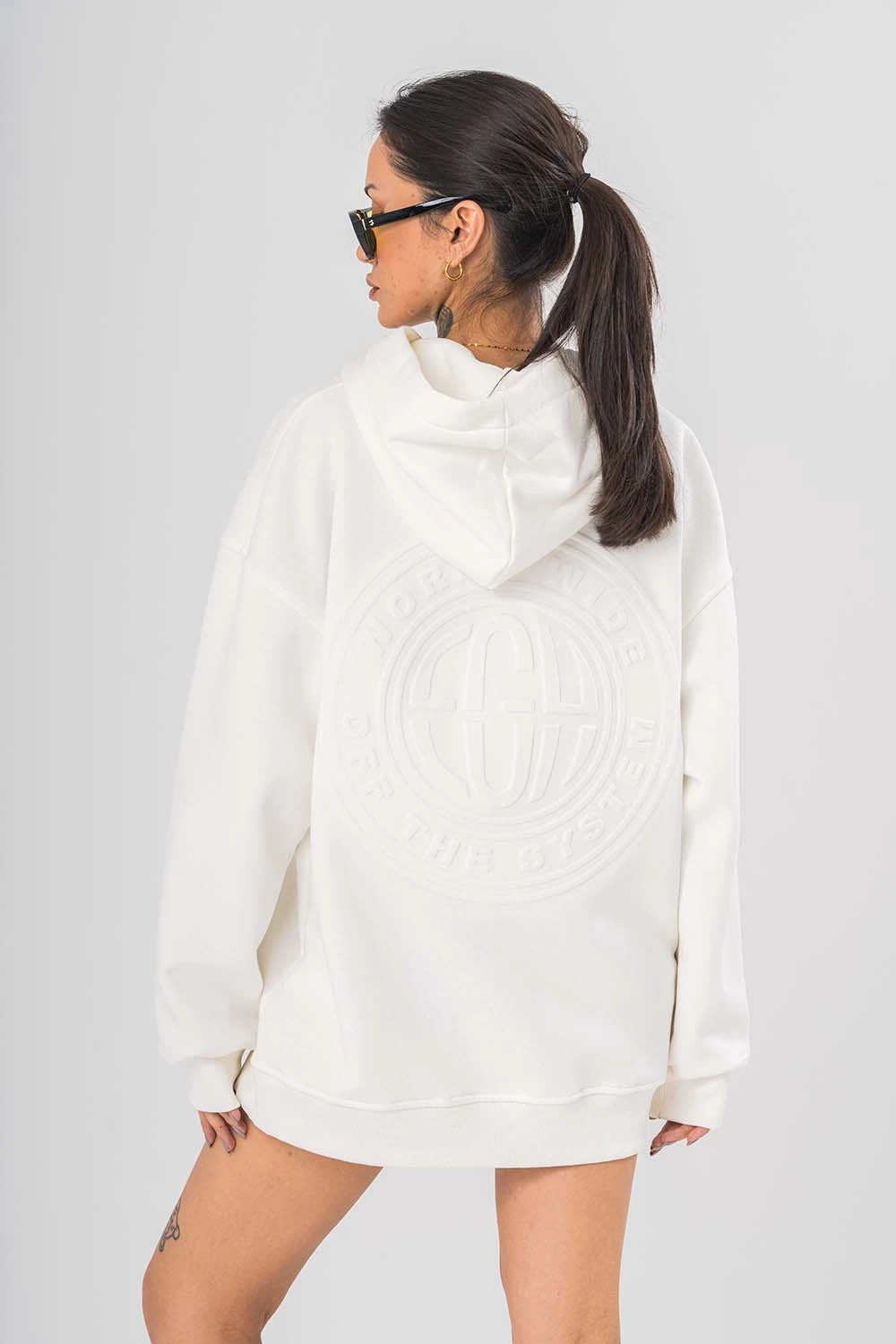 World Kabartma Detaylı Gramajlı Kapüşonlu Sweatshirt