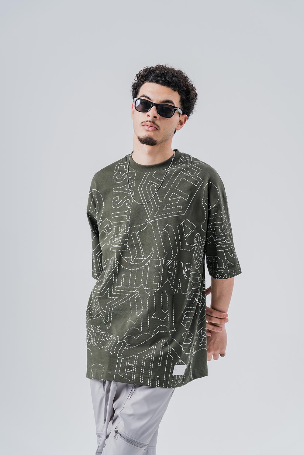 System  Kabartma Bisiklet Yaka Oversize T-shirt