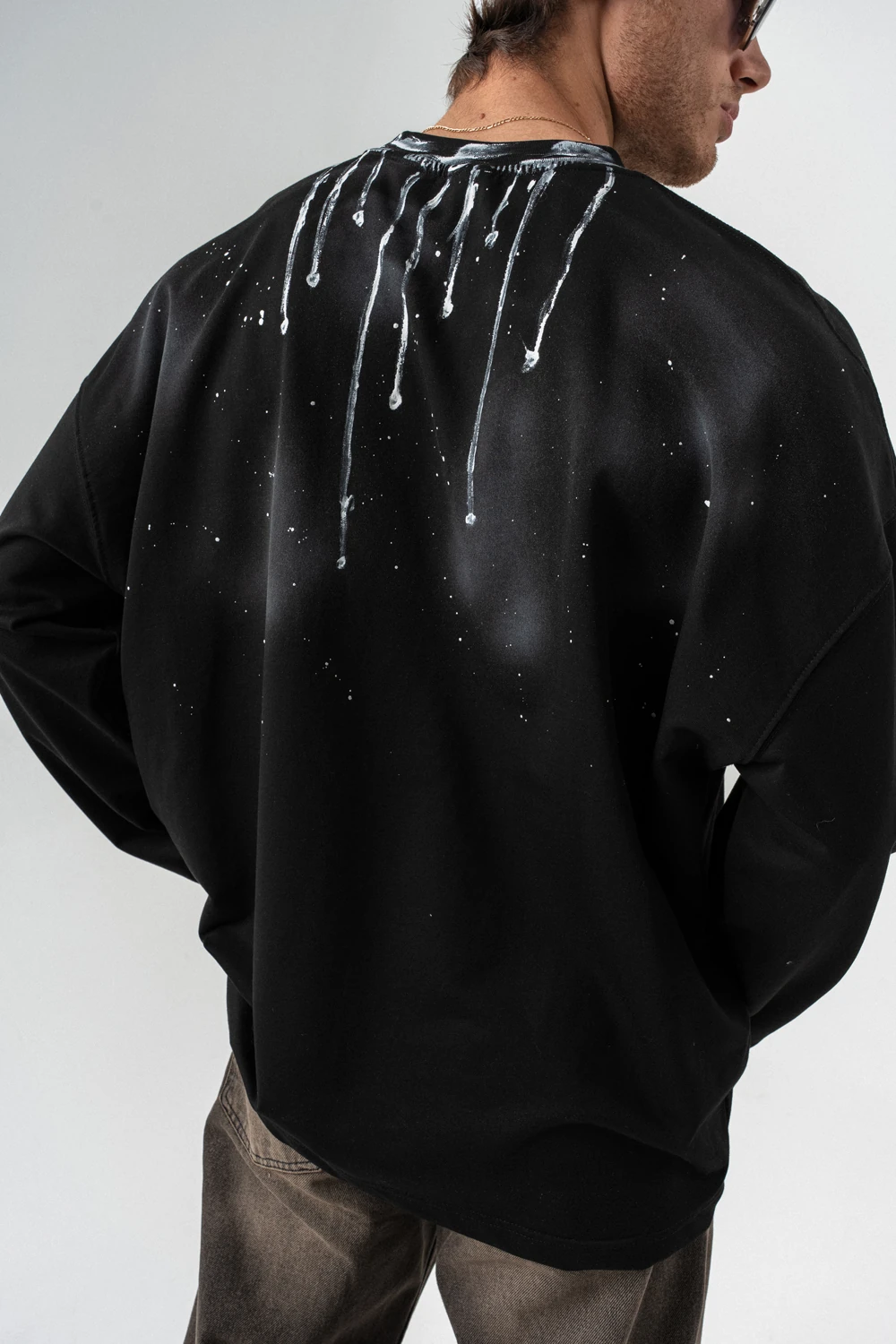 Drop Brush Bisiklet Yaka Sweatshirt