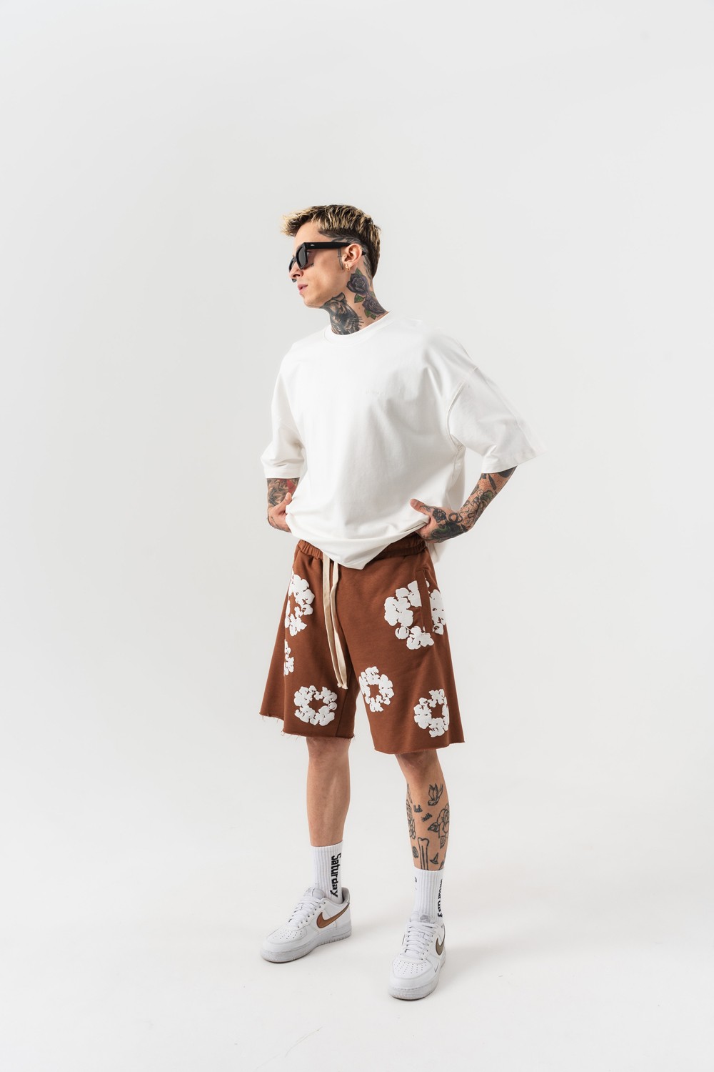 Kanye Tears Kabartmalı Oversize Şort