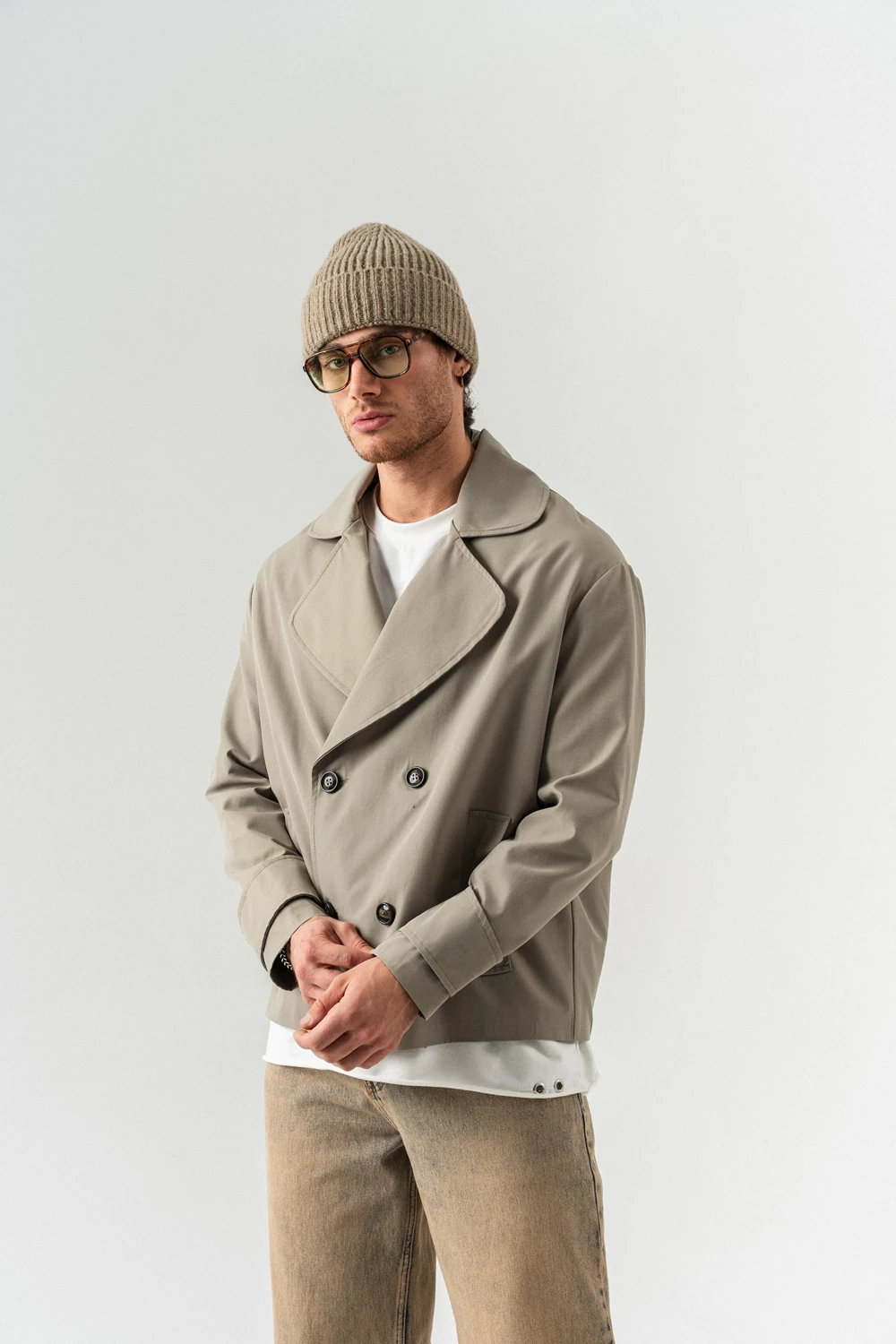 Stonelane Kruvaze Yaka Kısa Trençkot