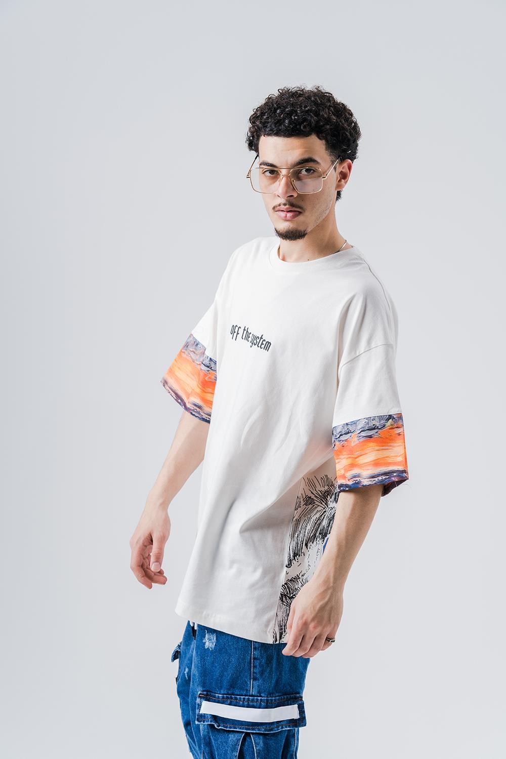 Kaws  Kol Detaylı Bisiklet Yaka Oversize T-shirt