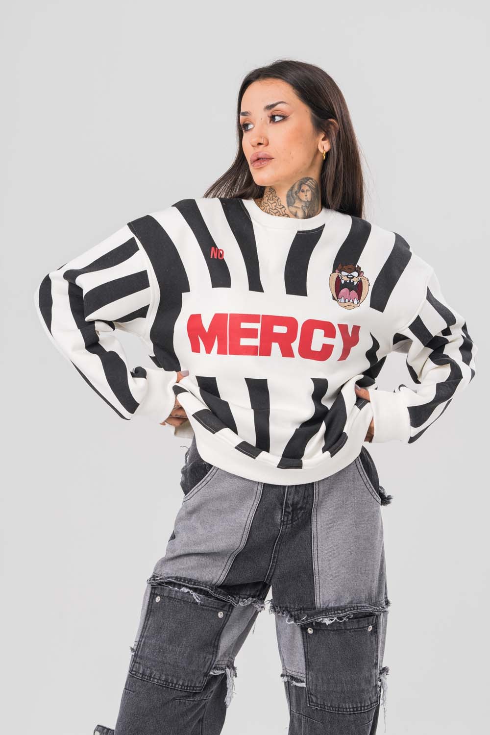 Mercy Tazmania Bisiklet Yaka Sweatshirt - Ekru