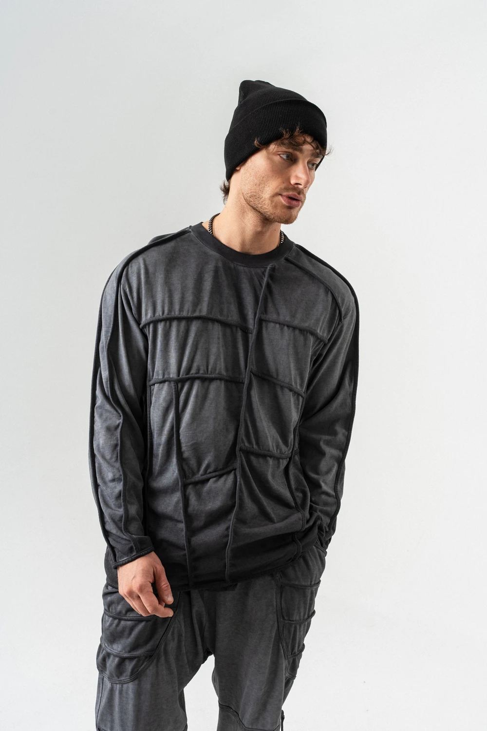 Gravel Street Parça Detaylı Bisiklet Yaka Sweatshirt